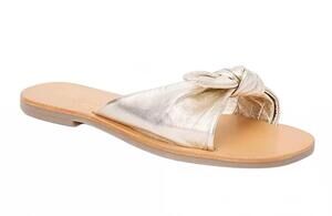 NEW COCONUTS BY MATISSE women's mackenzie leather bow knot slide sandals in gold